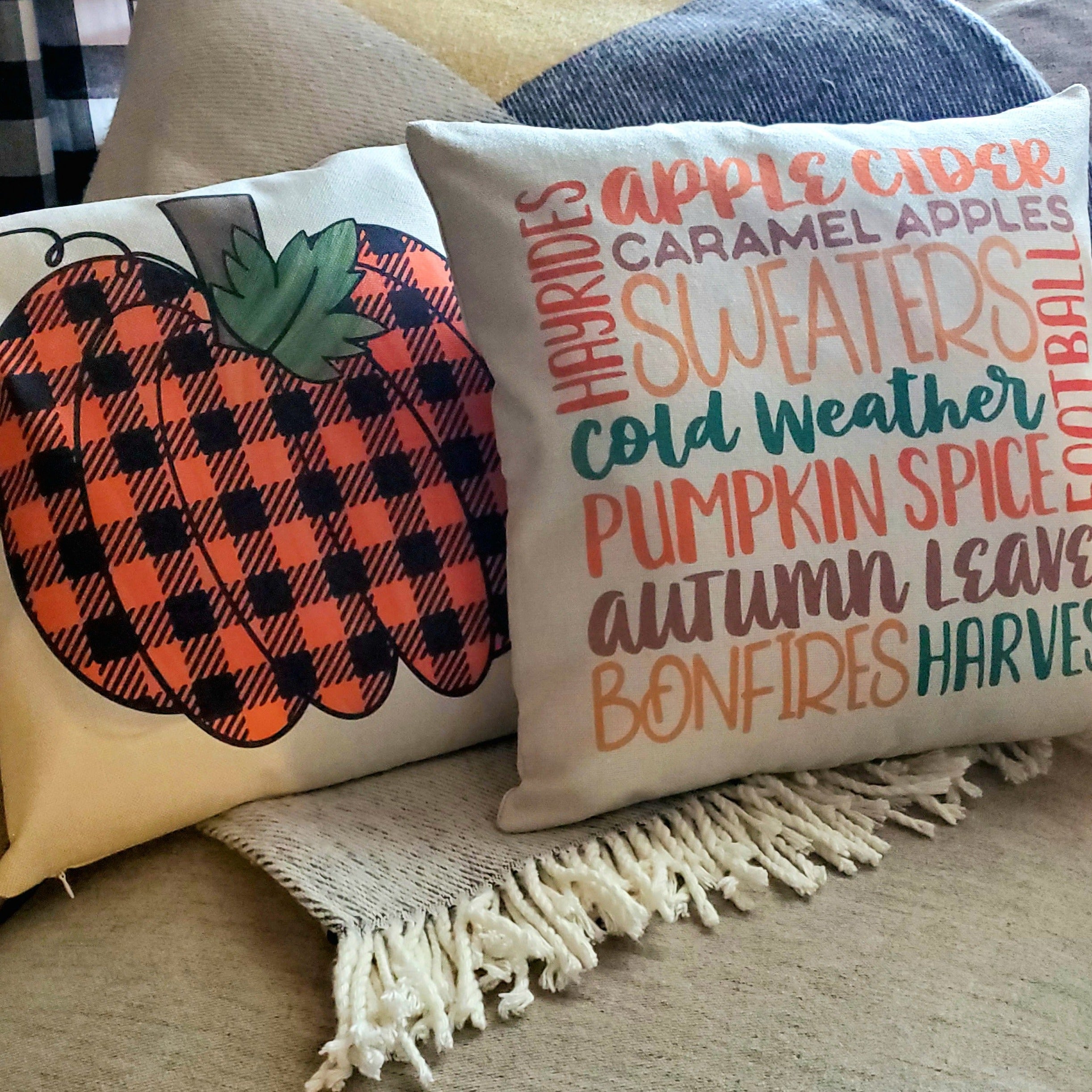 Buffalo plaid pumpkin pillow cover