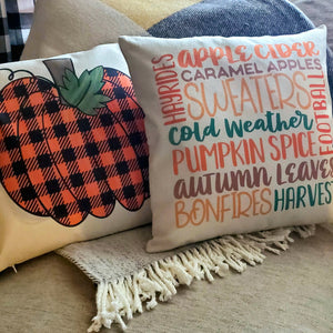Fall words pillow cover