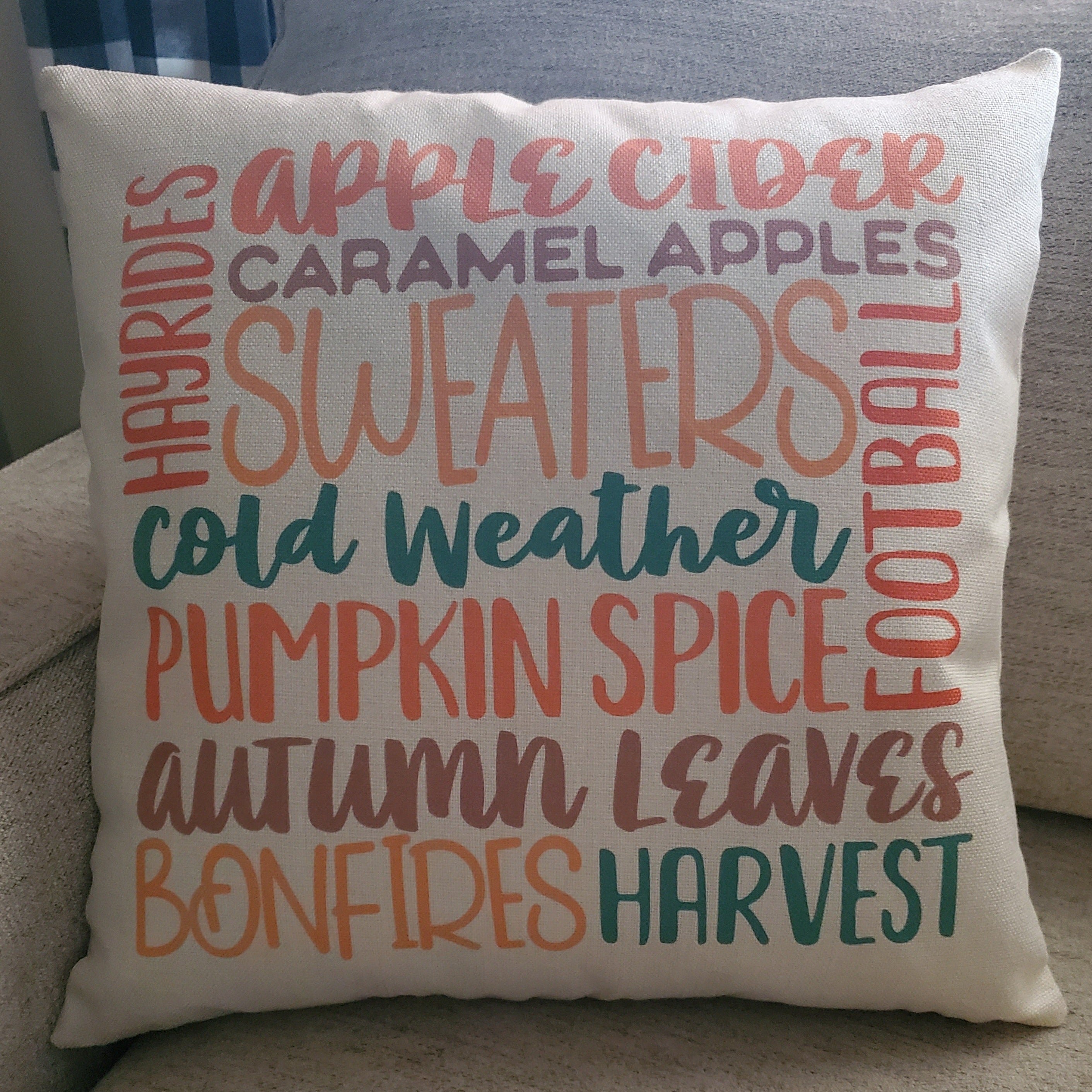 Fall words pillow cover