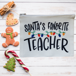 Load image into Gallery viewer, Santa&#39;s favorite teacher zipper pouch/cosmetic bag
