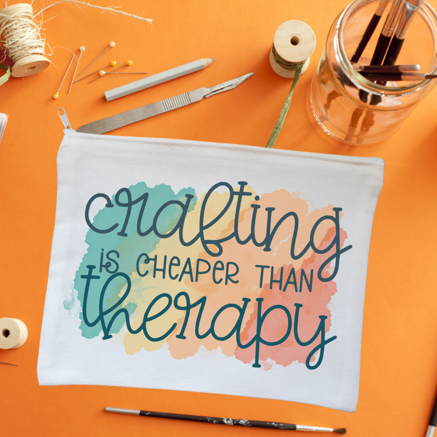 Crafting is cheaper than therapy zipper pouch