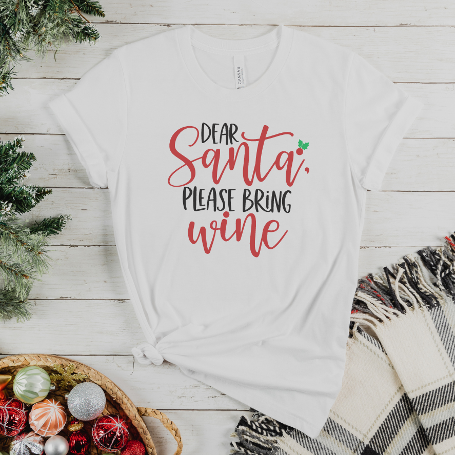 Dear Santa please bring wine Christmas tshirt