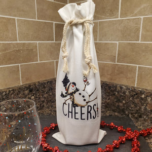 Cheers laying snowman wine gift bag
