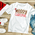 Load image into Gallery viewer, Merry Christmas leopard print tshirt
