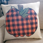 Load image into Gallery viewer, Buffalo plaid pumpkin pillow cover
