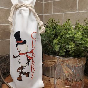 Cheers standing snowman wine gift bag